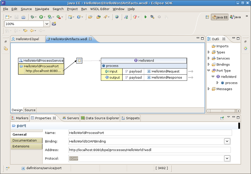 Add the HelloWorldSOAPBinding to the HelloWorldProcessPort