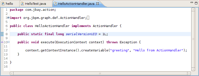 A Simple Hello Action
