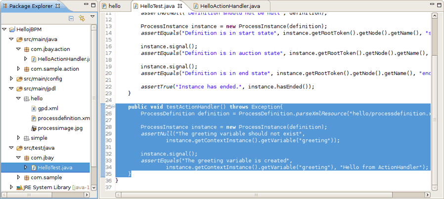 Create the Hello Action Test