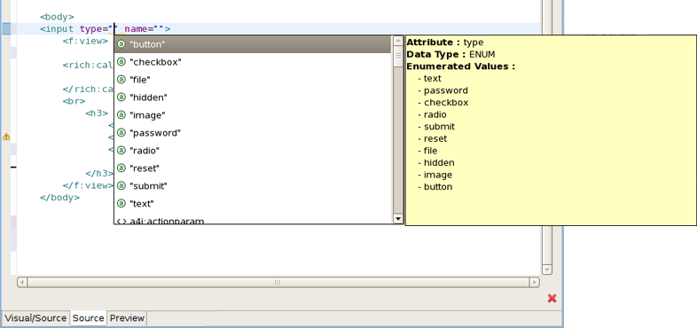 HTML Tags Content Assist