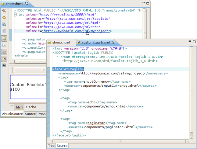 Opening a Custom Facelets Tag File