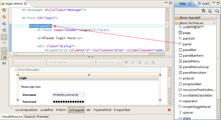 Inserting Tag From the Palette