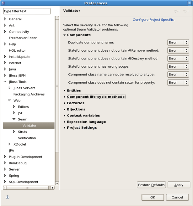Seam Validator Preferences