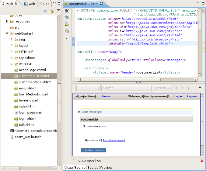Master Page in JBoss Tools HTML Editor.