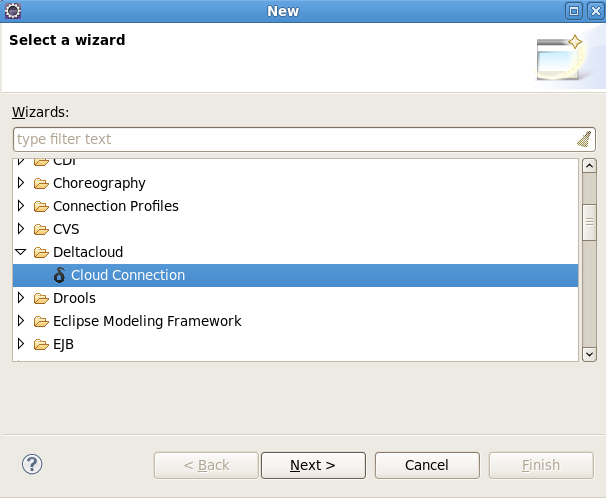Opening the cloud connection wizard