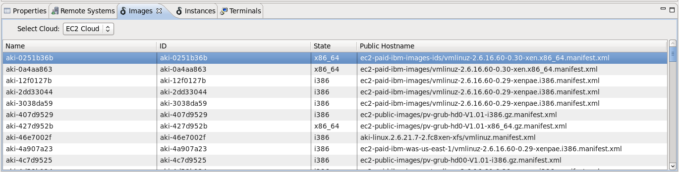 Deltacloud perspective: The Images view