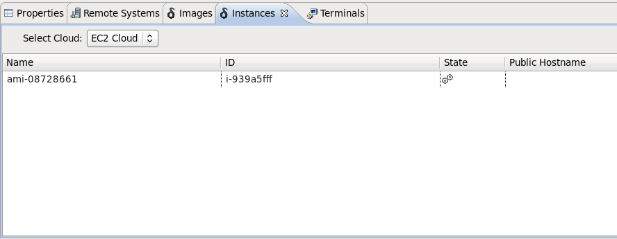 Deltacloud perspective: The Instances view