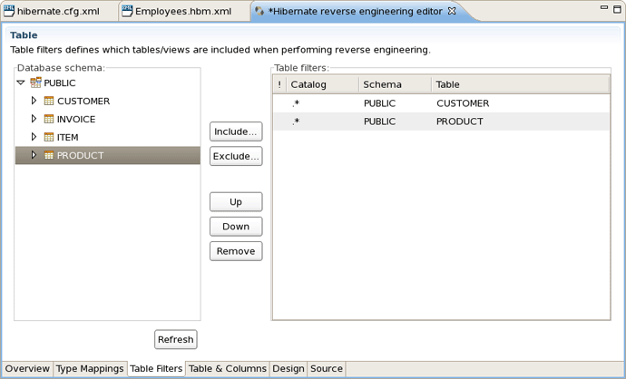 Table Filters Page