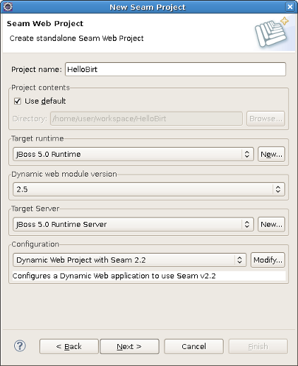 Creating Seam Web Project