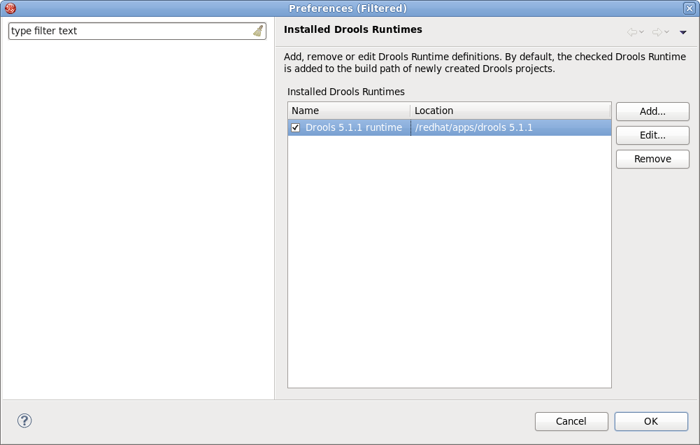 Selecting a Drools Runtime
