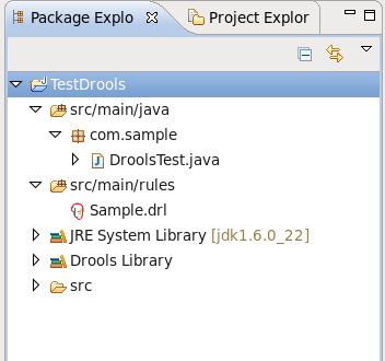 Drools Project in the Package Explorer