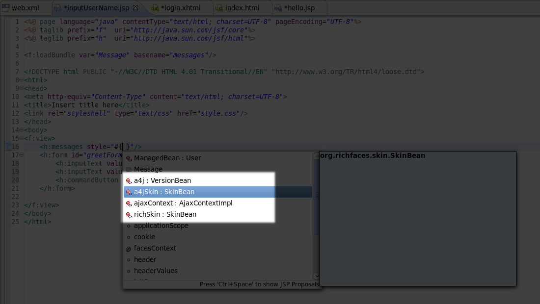 Code Assist: accessing beans in jar archives