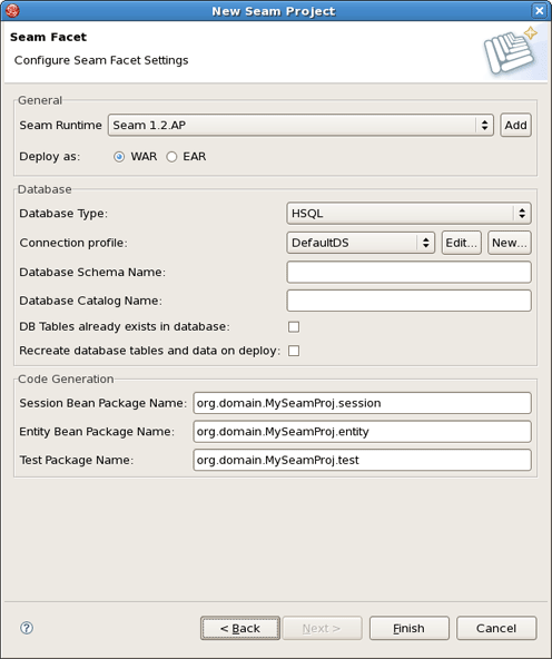 Enter Java Packages for Generated Code