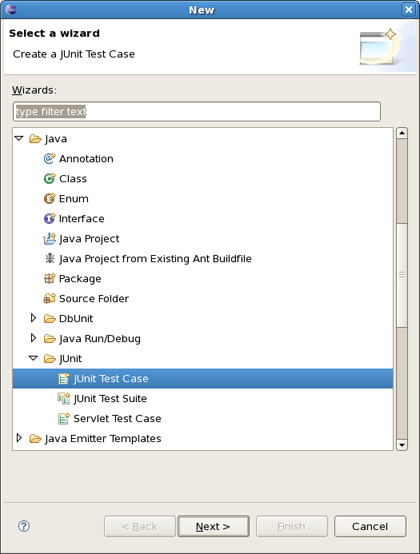 Call the JUnit Test Case Creation wizard