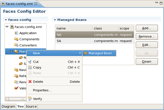 Creation of New Managed Bean