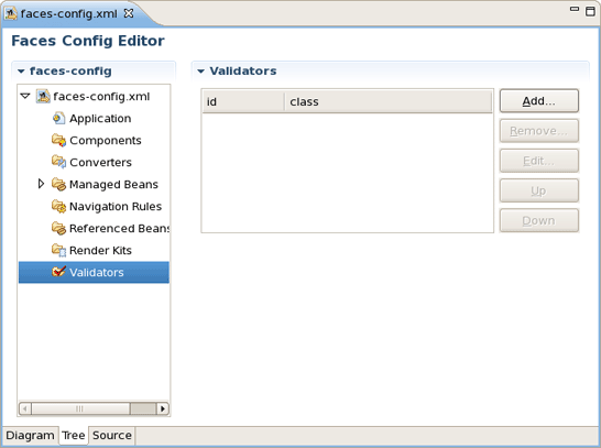 Validator in Faces Config Editor