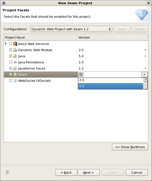 Project Facets Selection