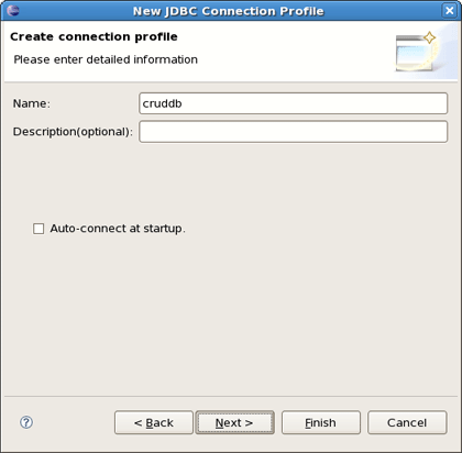 New JDBC Connection Profile Name