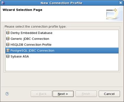 New JDBC Connection Profile