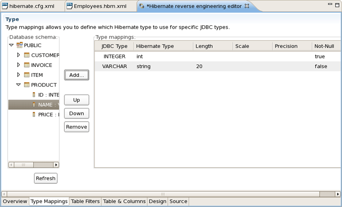 Type Mappings Page
