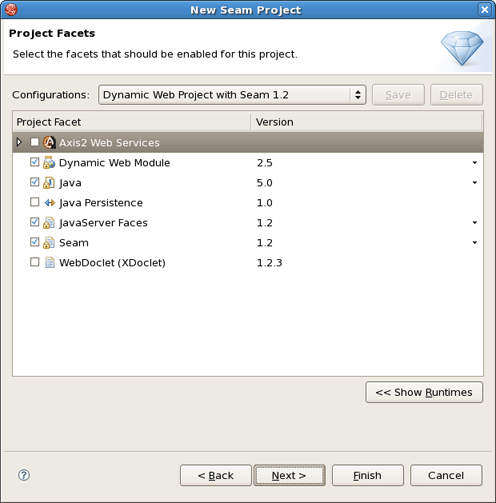 Project Facets Specifying