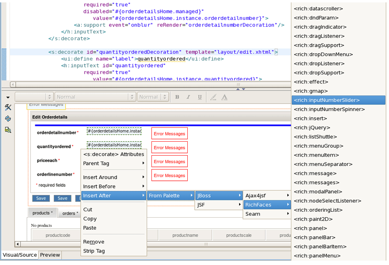 RichFaces Component Inserting