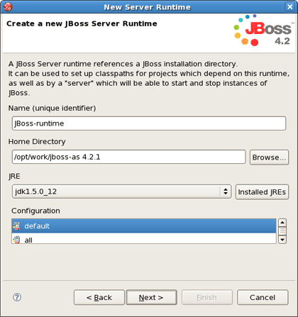 Defining JBoss Runtime