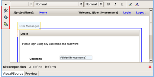 Visual Page Editor Buttons