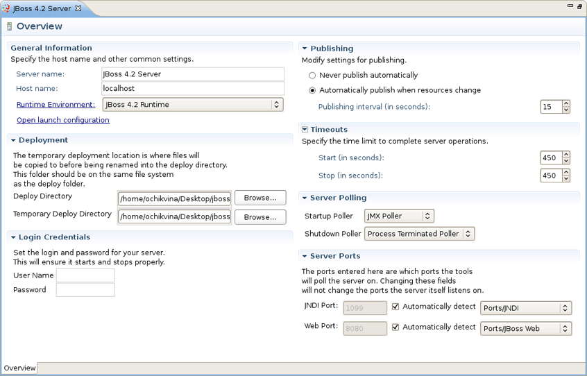 Preferences Page for the Chosen Server