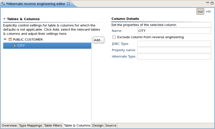 Table and Columns Page
