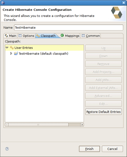 Specifying Classpath in Hibernate Console Configuration