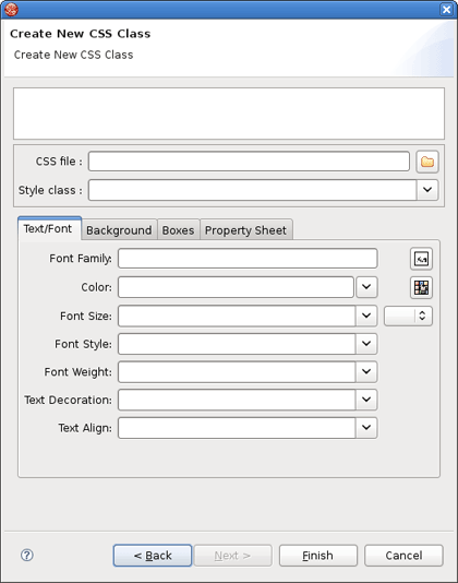 New CSS Class Dialog
