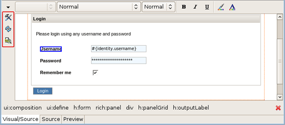 Buttons on the Visual Part of VPE