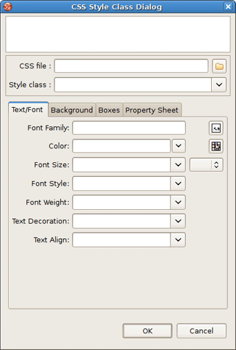 CSS Style Class Dialog