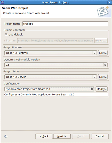 New Seam Project Wizard