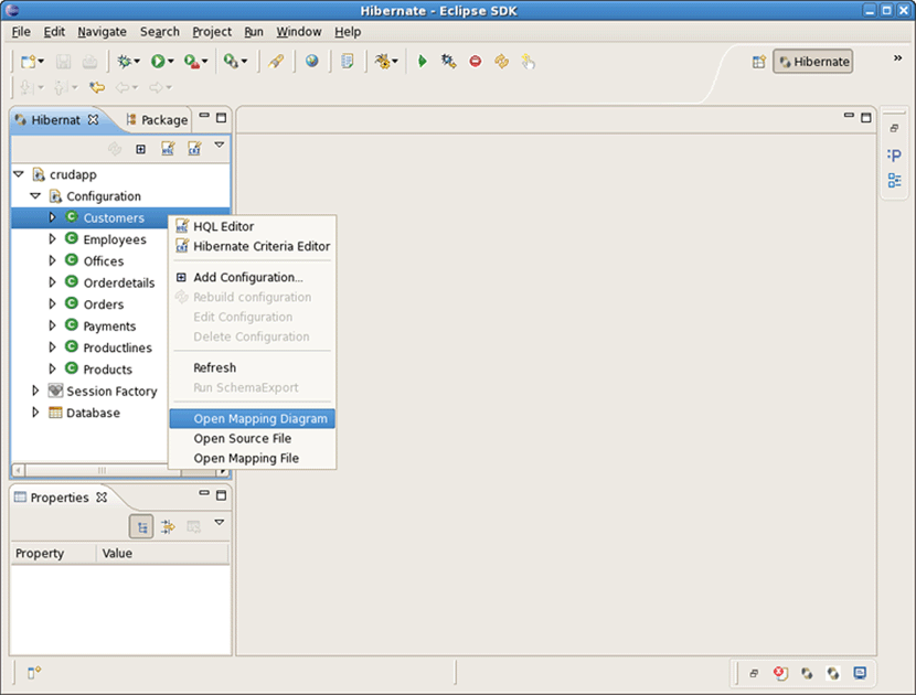 Hibernate Configurations View