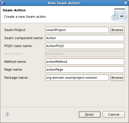 New Seam Action Wizard