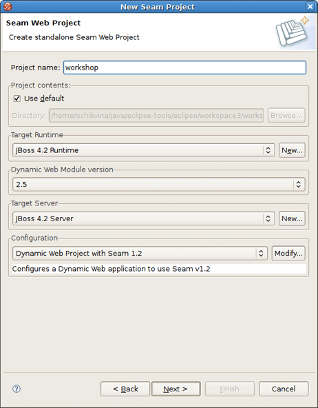 New Seam Project Wizard