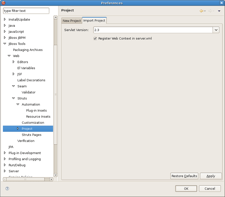 Import Struts Pages
