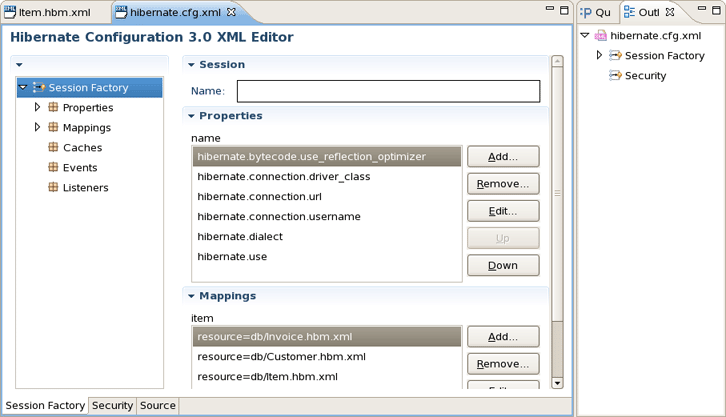 Structured cfg.xml Editor