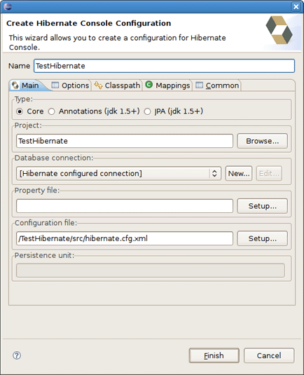 Creating Hibernate Console Configuration
