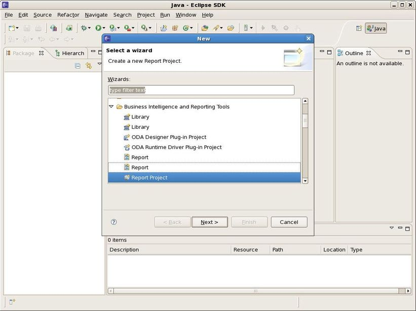 New Report Project Creation