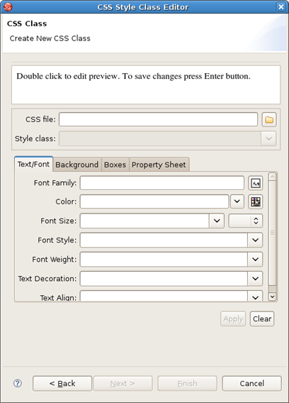 New CSS Class Dialog