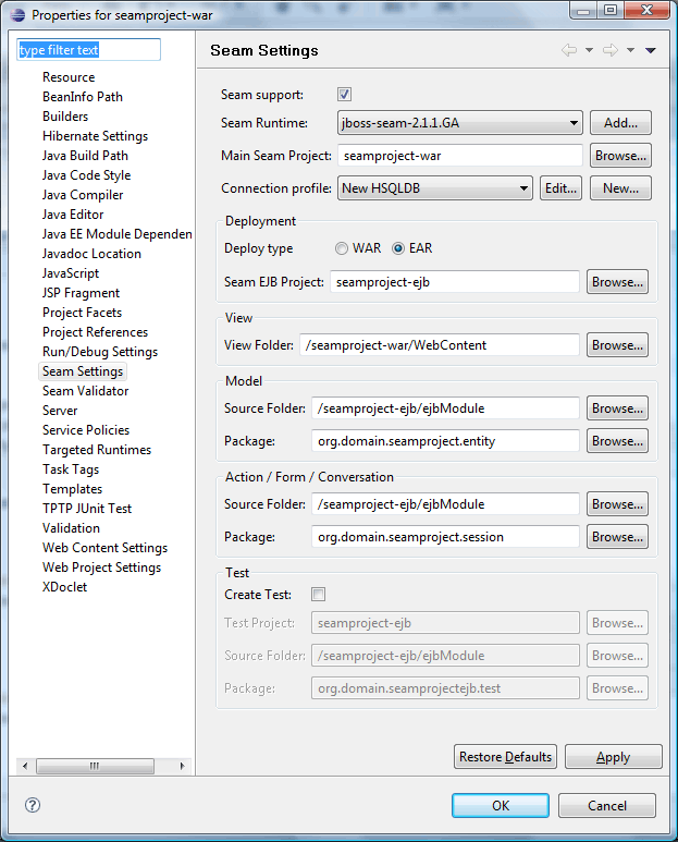 Adding Seam Support to WAR Project