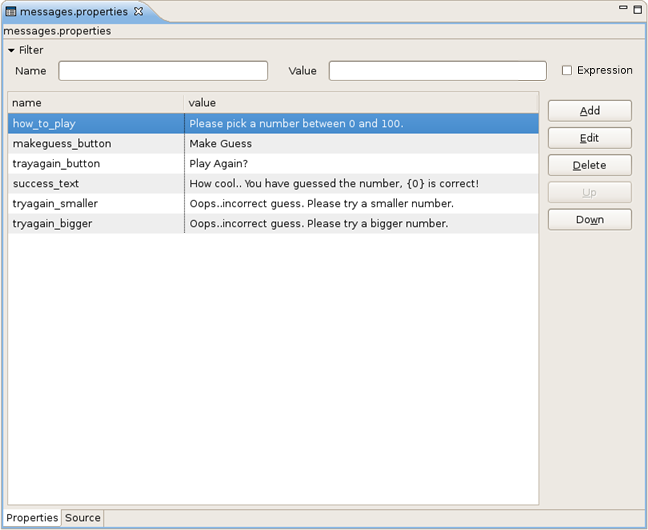 Filter and Regular Expressions Search Panel