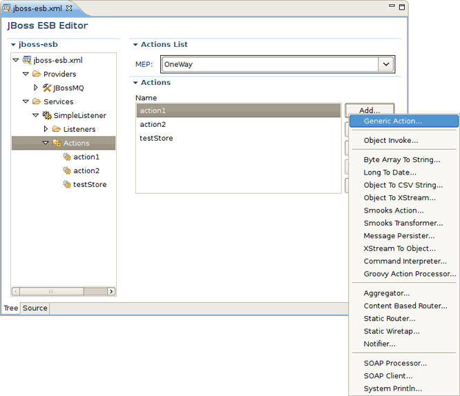 Adding New Action in the Form Editor