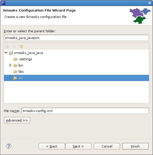 Choosing the configuration file container and the file name
