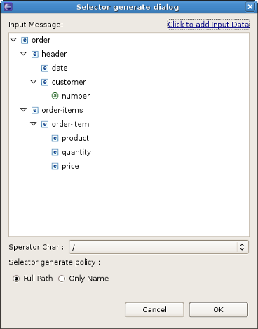 Selector generate dialog after adding Input Data