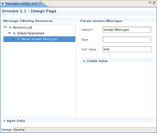 Filling Param section field Name and Text Value for set a Parse Type