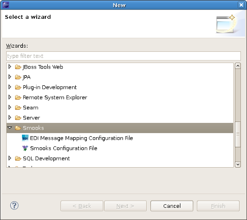 Selecting Smooks Configuration File Wizard